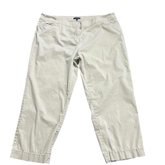 Eileen Fisher Woman Khaki Cotton Blend Cropped Pants Size 18W - Picture 1 of 6